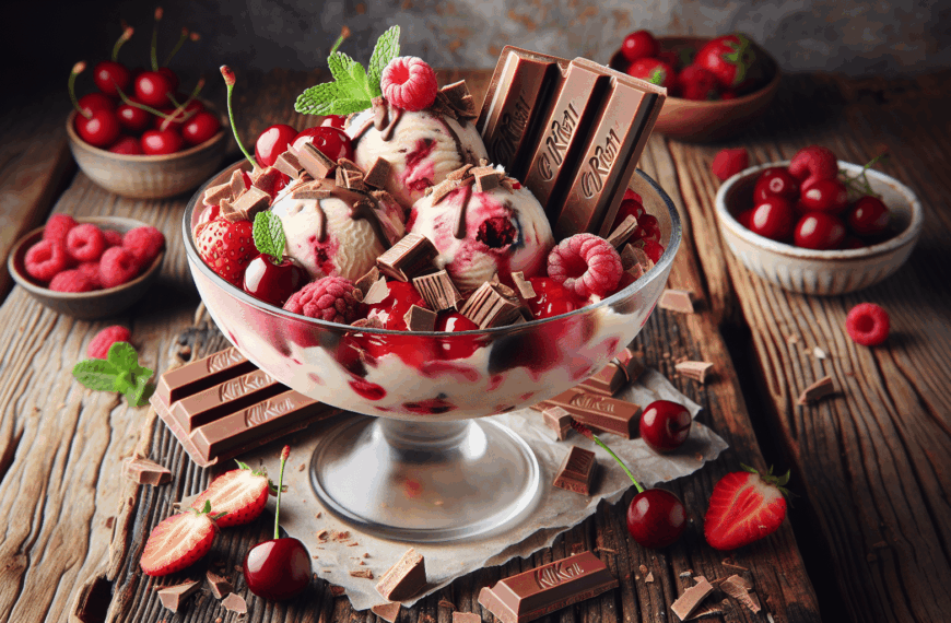 Delicia de Frutos Rojos y KitKat: Helado Casero Sin Heladera