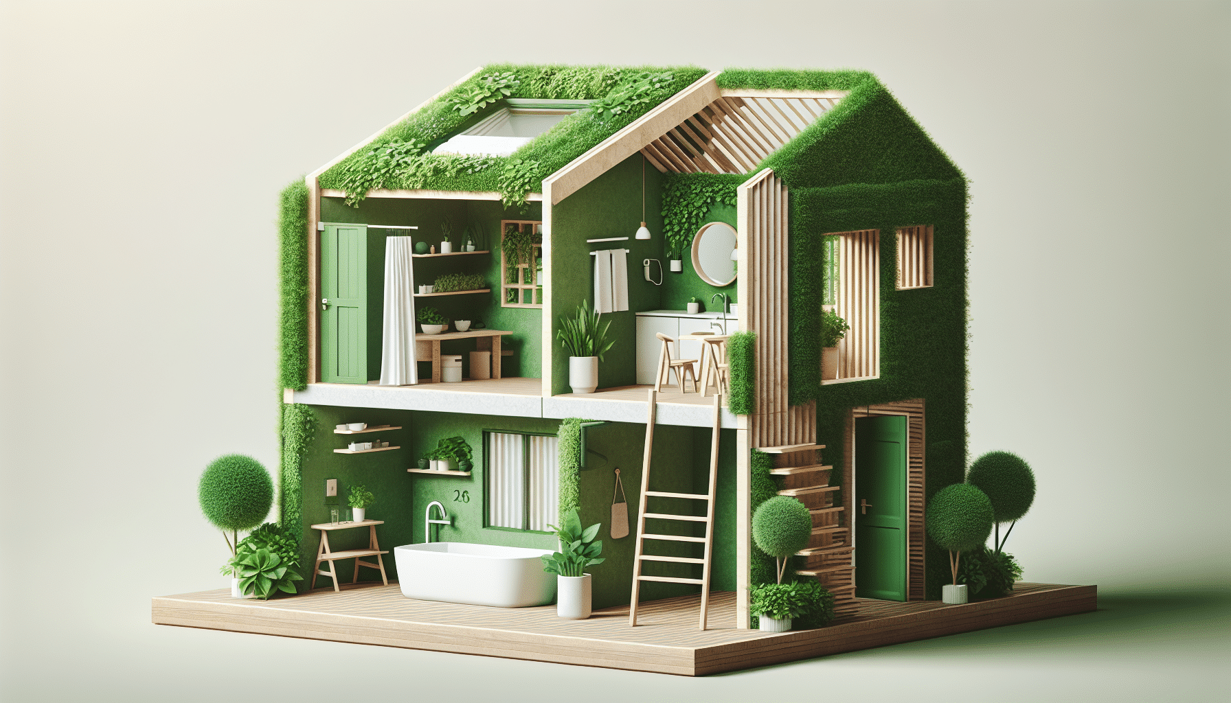 Hogar Sostenible de Dos Plantas con Cocina y Ducha Ecoamigables