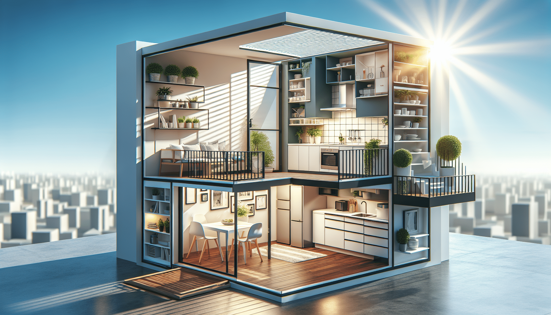 Balcones y Cocinas en Sinergia: Soluciones Innovadoras para Mini Pisos de Espacios Abiertos