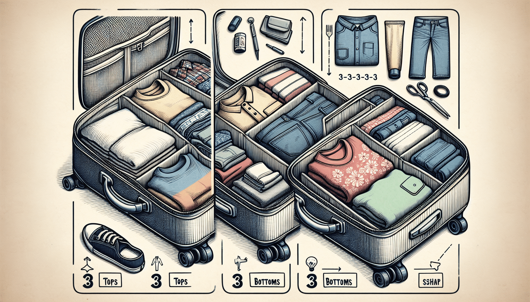 Empaca Inteligentemente: Organiza Tu Ropa con el Método 3-3-3 en una Maleta Compacta