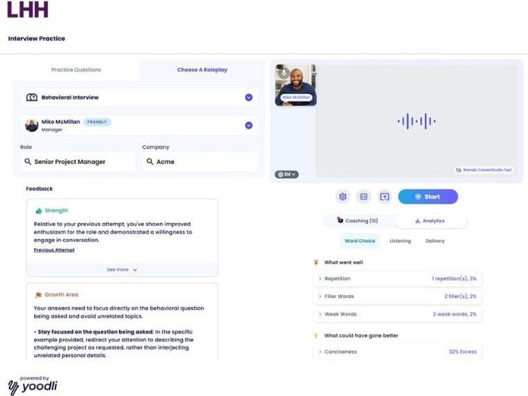 LHH Lanza Innovador Centro de Entrevistas con Tecnología Yoodli