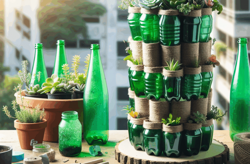 Transforma Tus Garrafas de Agua en una Elegante Torre de Macetas
