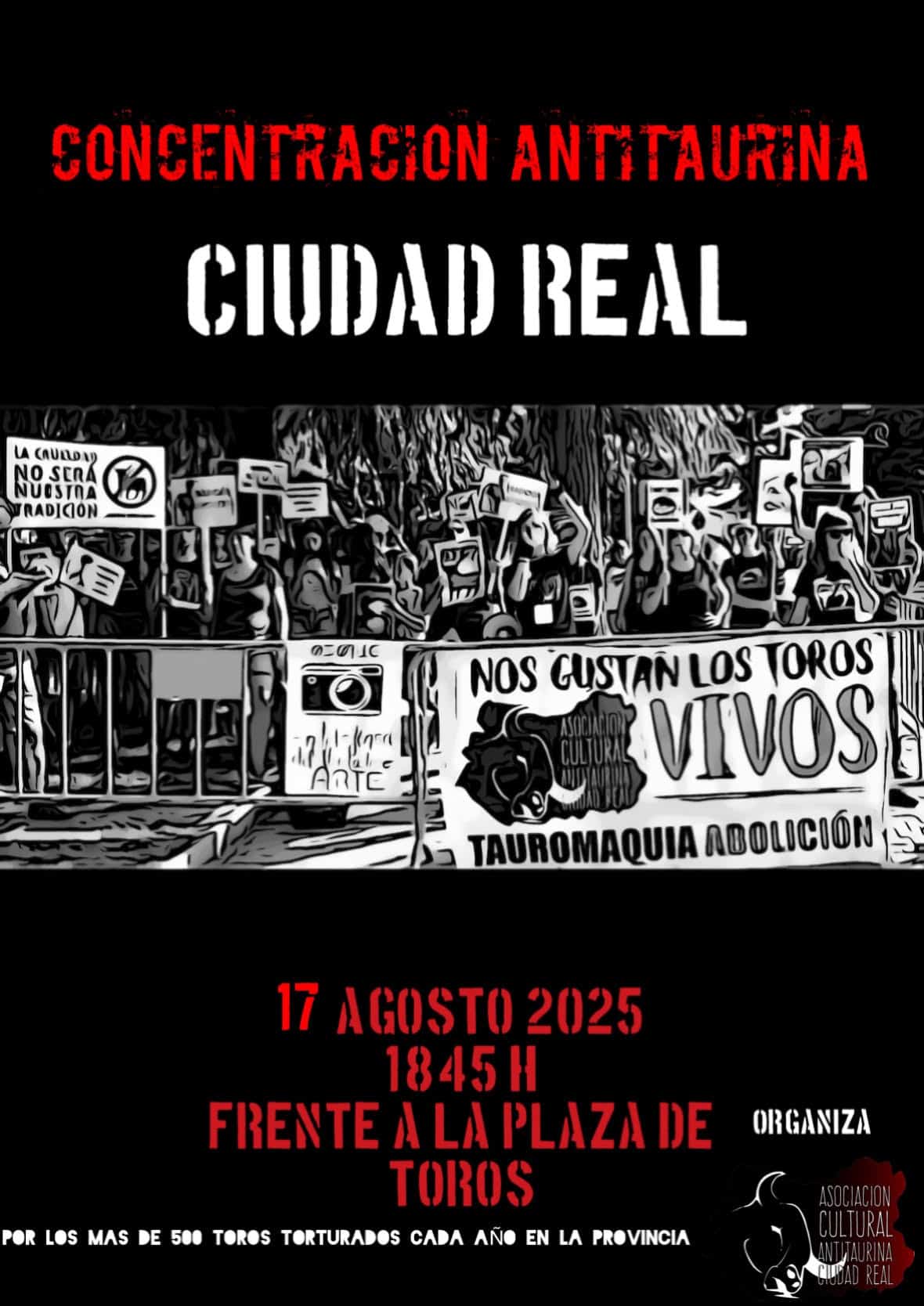 Convocan concentración antitaurina contra los festejos de agosto en Ciudad Real y provincia