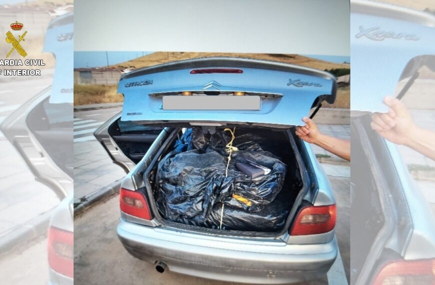 La Guardia Civil interviene 260 kilogramos de tabaco durante la realización de un control en Fuente el Fresno