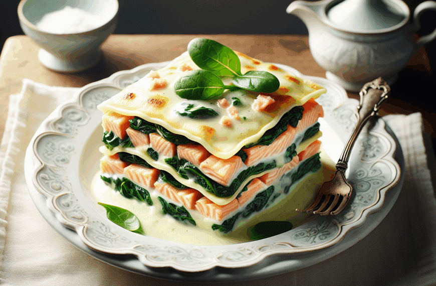 Lasaña Blanca de Salmón y Espinacas: Una Delicia Sofisticada para Cada Ocasión