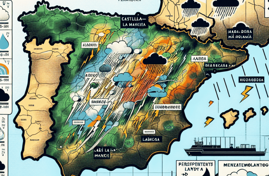 Previsión meteorológica para este lunes en Castilla-La Mancha: tormentas fuertes y persistentes en Albacete