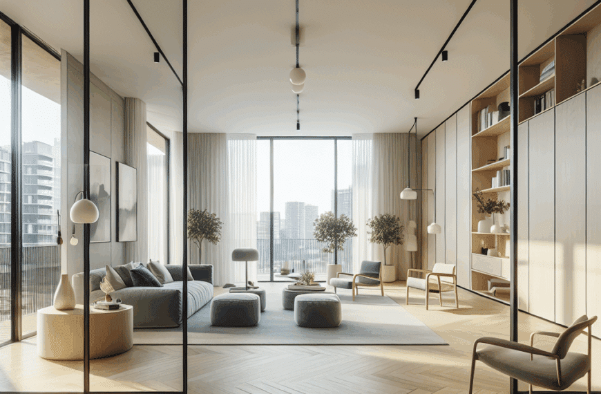 Diseño Fluido en Apartamento de Estocolmo: Puertas Correderas Dobles para Espacios Abiertos