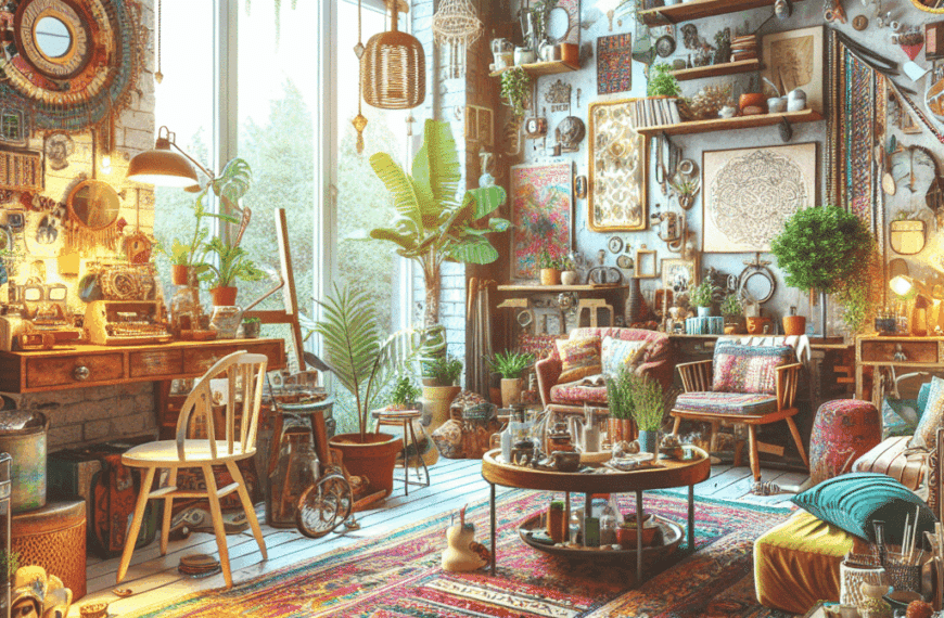 Estudio Vintage para Estudiantes: Funcionalidad y Estilo Bohemio