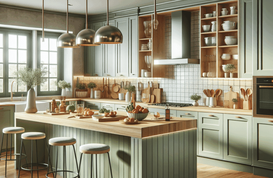 Cocinas Modernas: Elegancia en Verde Salvia y Madera