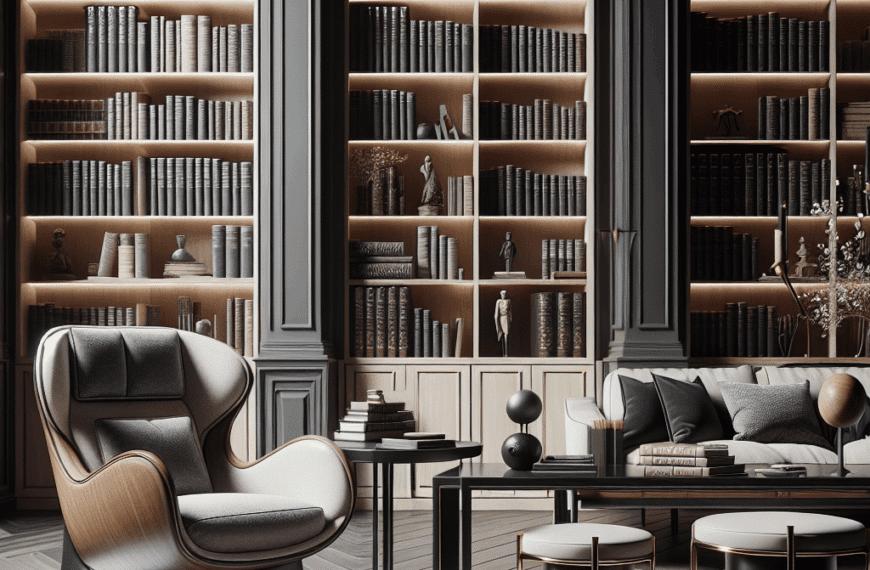 Elegancia Funcional: Estanterías de Lujo, Mesas Versátiles y un Sillón Emblemático