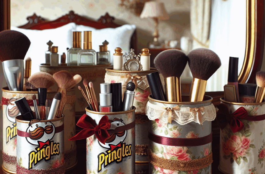 Transforma Botes de Pringles en Elegantes Organizadores Vintage para Tu Tocador