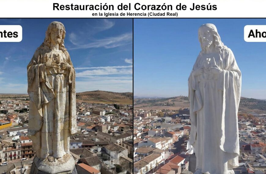 “Calalo” luce renovado: la Parroquia de Herencia culmina la limpieza y arreglo del Sagrado Corazón de Jesús y llama a colaborar con la restauración