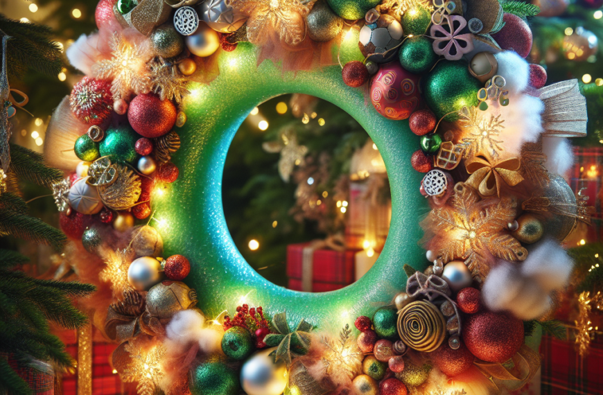 Transforma un Churro de Piscina en una Brillante Corona Navideña con Tela Reciclada