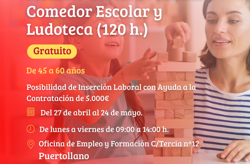 Inscríbete sin costo al programa de formación para convertirte en Monitor de Aula Matinal, Comedor Escolar y Ludoteca