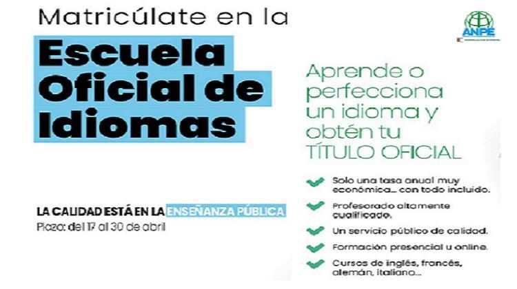 Matrícula en las Escuelas Oficiales de Idiomas de Castilla-La Mancha del 17 al 30 de abril de 2026