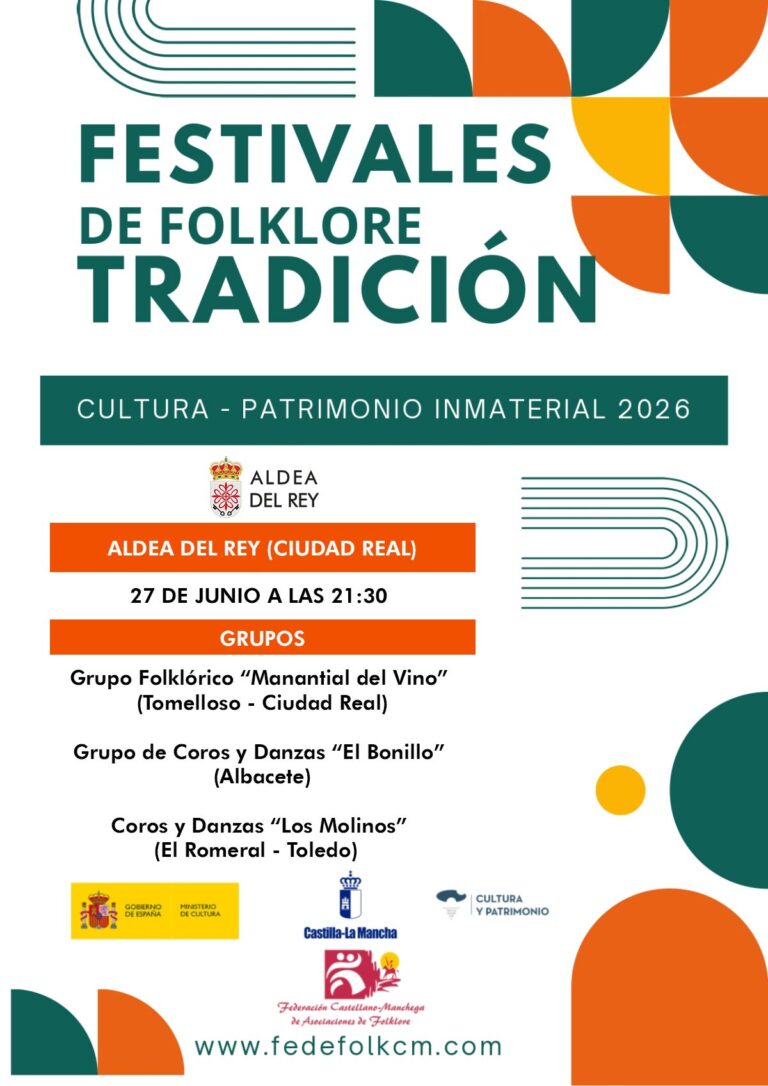 El folklore regional se cita en Aldea del Rey con tres grandes agrupaciones de Castilla-La Mancha