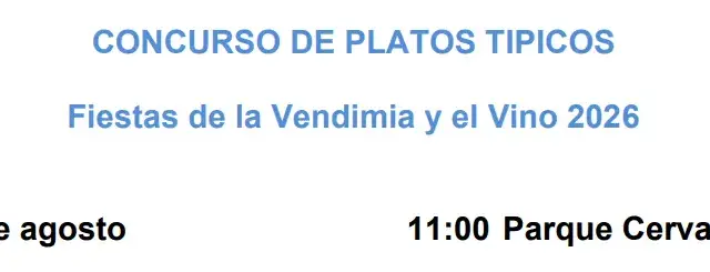 Cartel del Concurso de Platos Típicos de las Fiestas de la Vendimia y el Vino 2026 en Valdepeñas