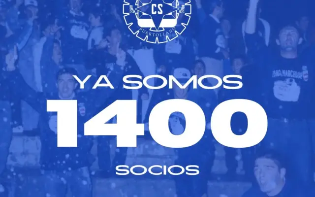 Cartel del Calvo Sotelo Puertollano C.F. anunciando los 1.400 socios de la temporada 2026/27