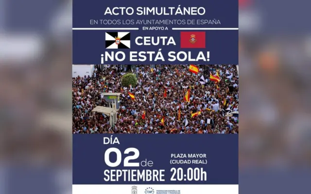 Cartel de la concentración de apoyo y solidaridad con Ceuta convocada por la FEMP
