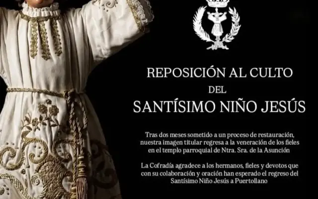 Imagen del Niño Jesús restaurada, parroquia de Nuestra Señora de la Asunción de Puertollano