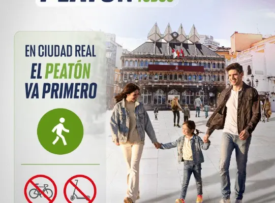 Cartel de la campaña municipal de movilidad Respetando al peatón ganamos todos