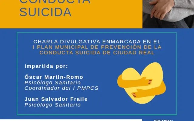 Cartel de la charla-coloquio La habitacion de al lado sobre analisis de la conducta suicida en el Centro Nieves Adan de Ciudad Real