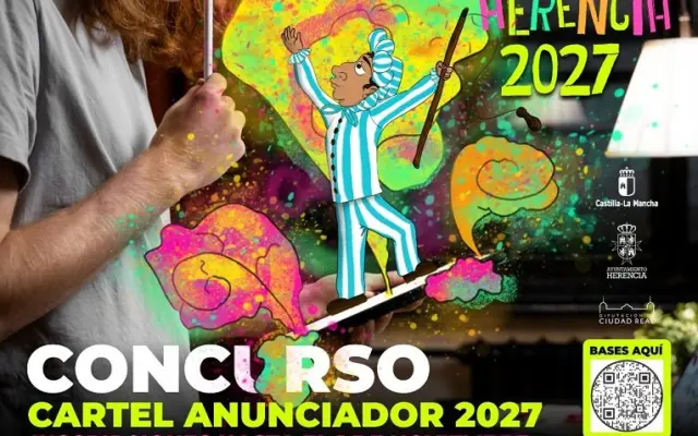 Cartel anunciador de la convocatoria del concurso del Carnaval de Herencia 2027