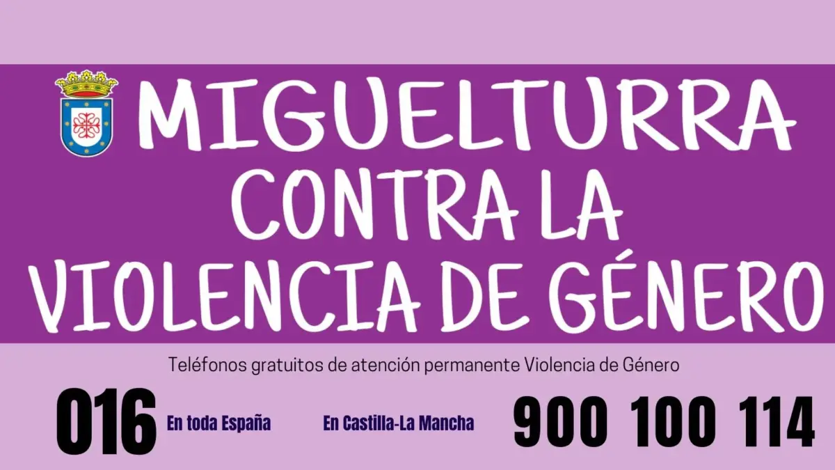 Pancarta institucional de Miguelturra contra la violencia de genero