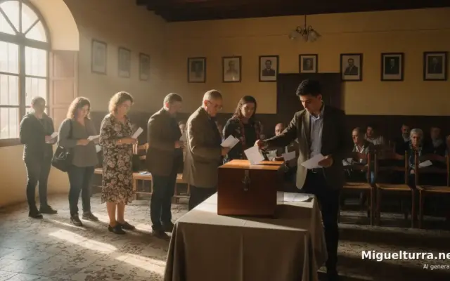 Vecinos depositando propuestas en un buzón municipal, ilustración de los Presupuestos Participativos de Miguelturra