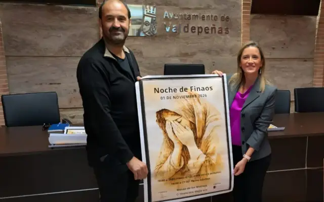Cartel de la Noche de Finaos de Valdepeñas con las pañideras