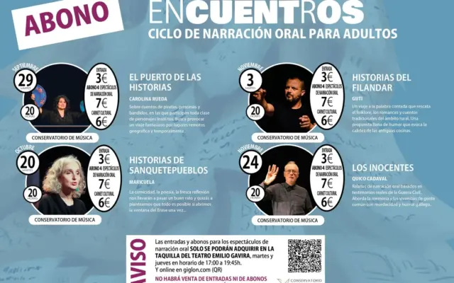 Cartel del abono para el ciclo de narración oral enCUENTrOS en Alcázar de San Juan