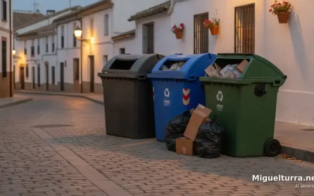 Contenedores de basura en una calle de Miguelturra