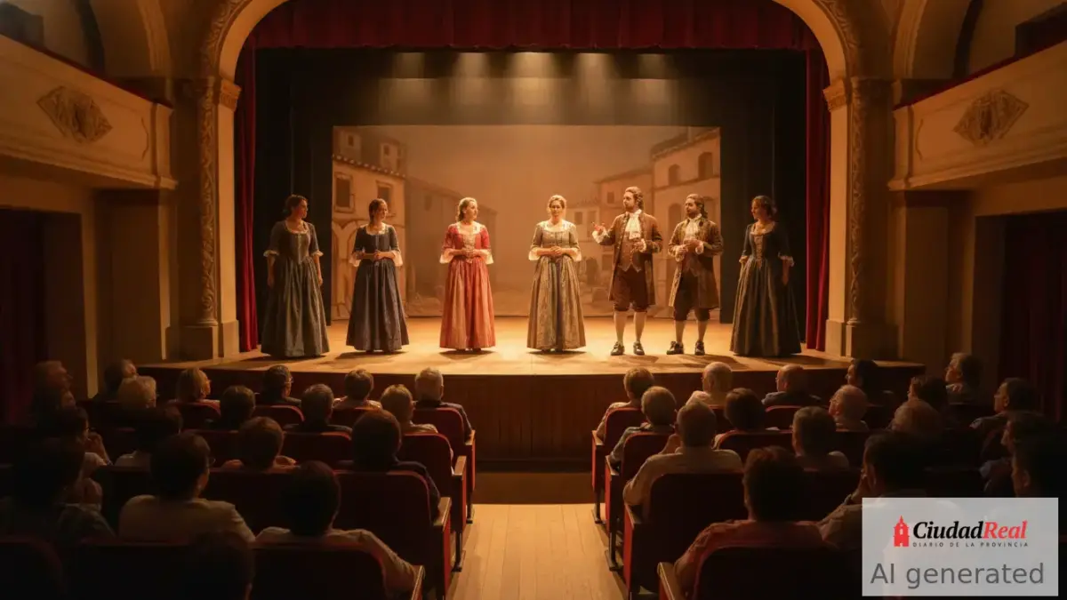 Representación de teatro aficionado en un auditorio municipal