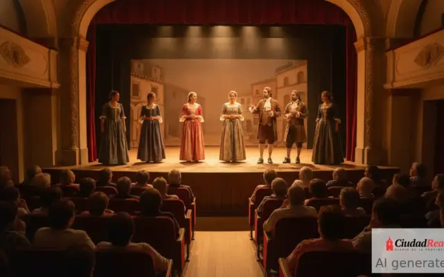 Representación de teatro aficionado en un auditorio municipal